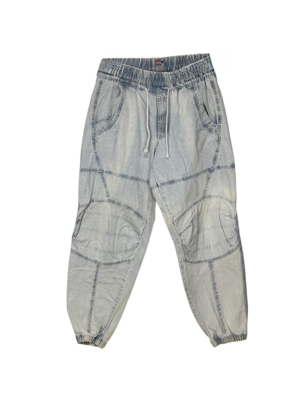 Bugle Boy 80s Vintage Light Wash Denim Elastic Waist Jogger Pants 30" Waist